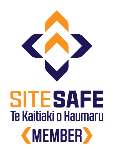 Logo with geometric shapes and the text "SITESAFE" in orange and purple, along with the tagline "Te Kaitiaki o Haumaru" and the label "MEMBER" at the bottom.