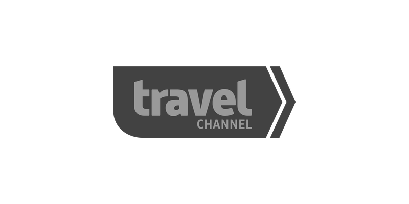 Travel Channel logo in grayscale on a black background.