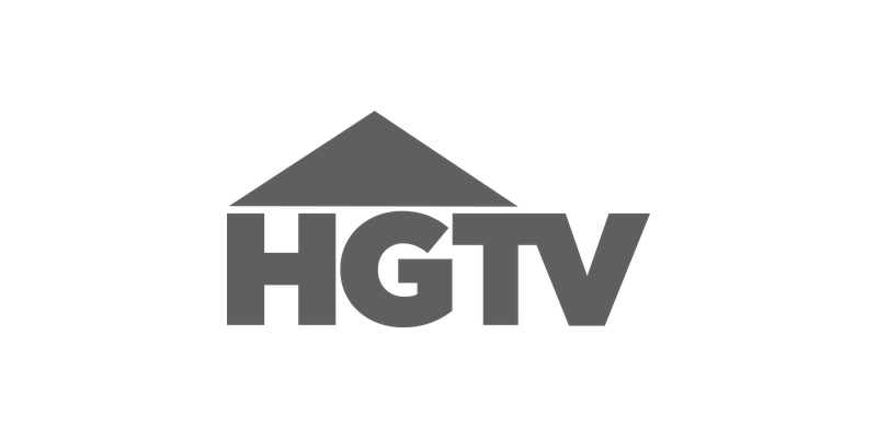 HGTV logo with house roof above the letters H, G, T, V.