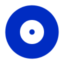 Close-up of a blue and black eye symbol