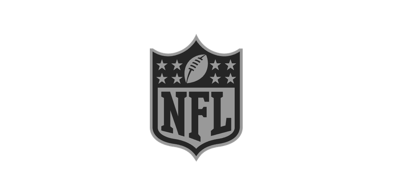 NFL logo with shield and football, in black and white.