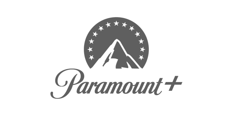 Black and white Paramount+ logo with mountain and star design.