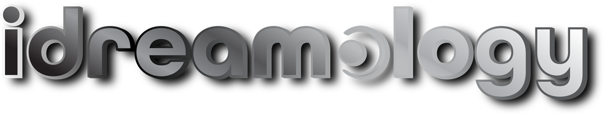 The word 'ideology' in large, metallic 3D letters against a black background.