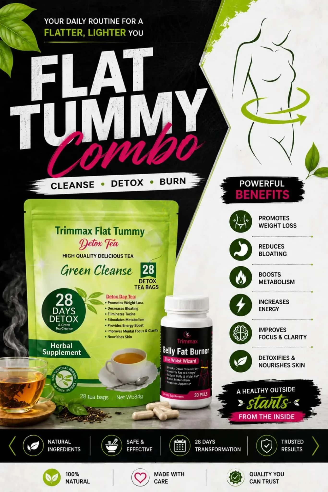 Flat Tummy Combo ( 1 Detox Tea + 1 Belly Fat Burner)