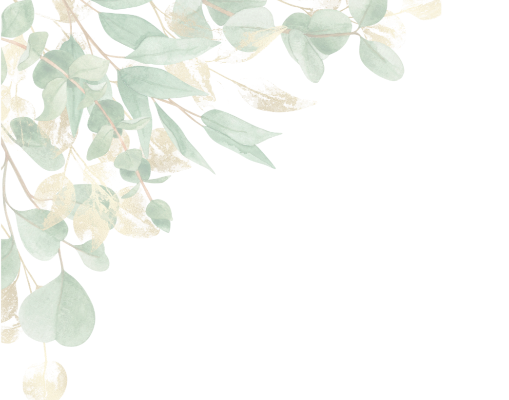 A digital illustration or photograph of a leafy branch with green leaves, some with variegated patterns, and light-colored flowers or buds.