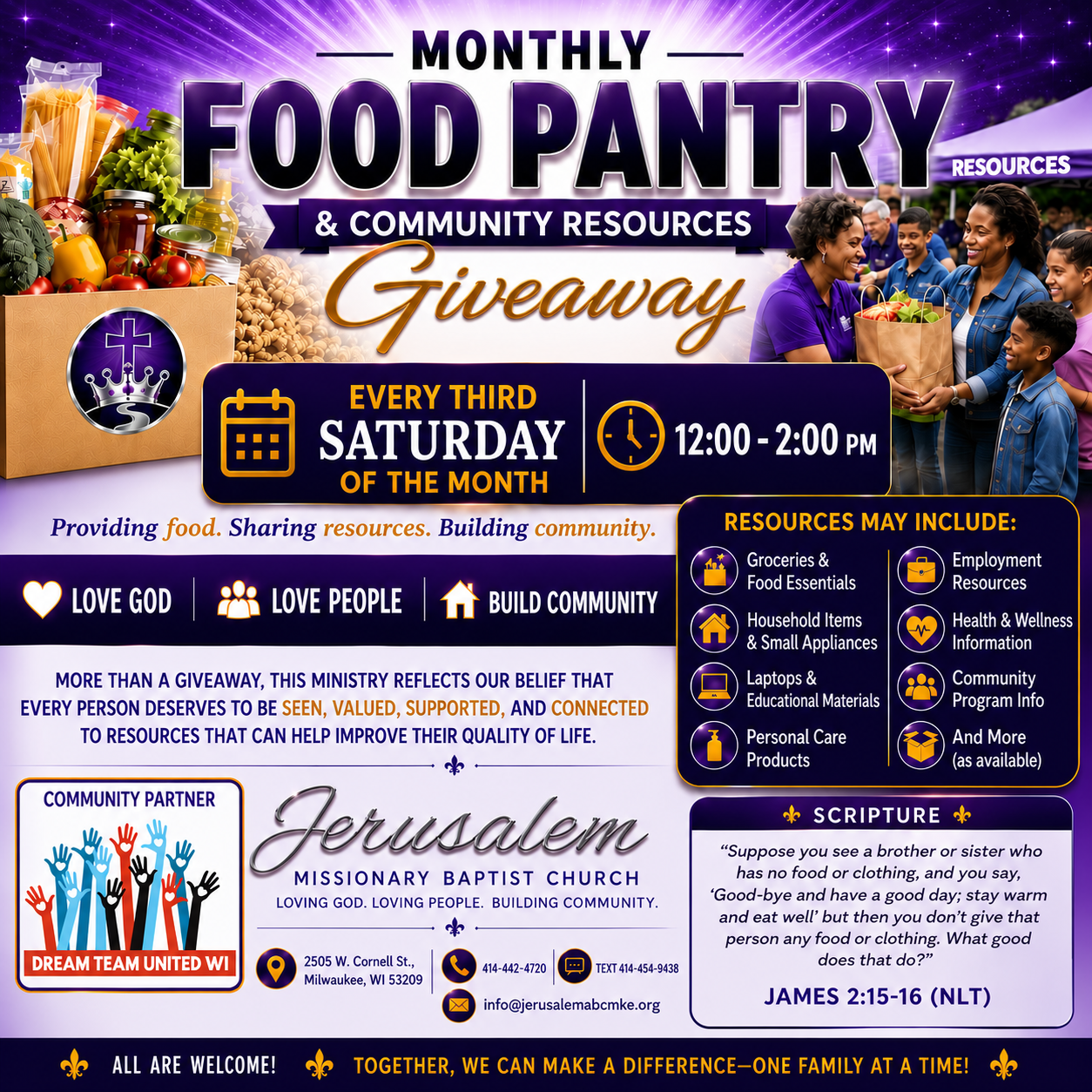 Join Us for Our Next Monthly Food Pantry &amp; Community Resources Giveaway