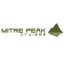 Mitre Peak Cruises logo with stylized mountain and water icon