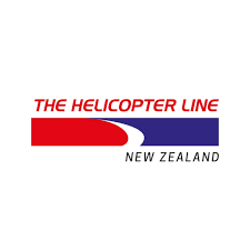 Logo for the Helicopter Line New Zealand with red, white, and blue design elements.