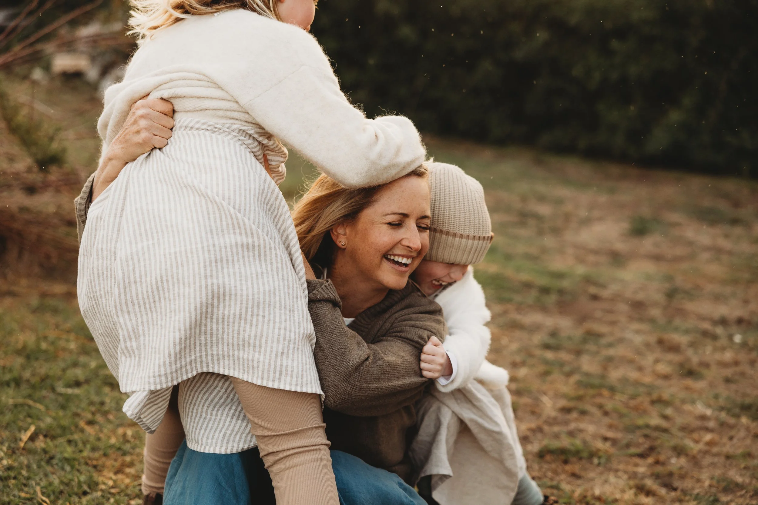 mum with kids having fun