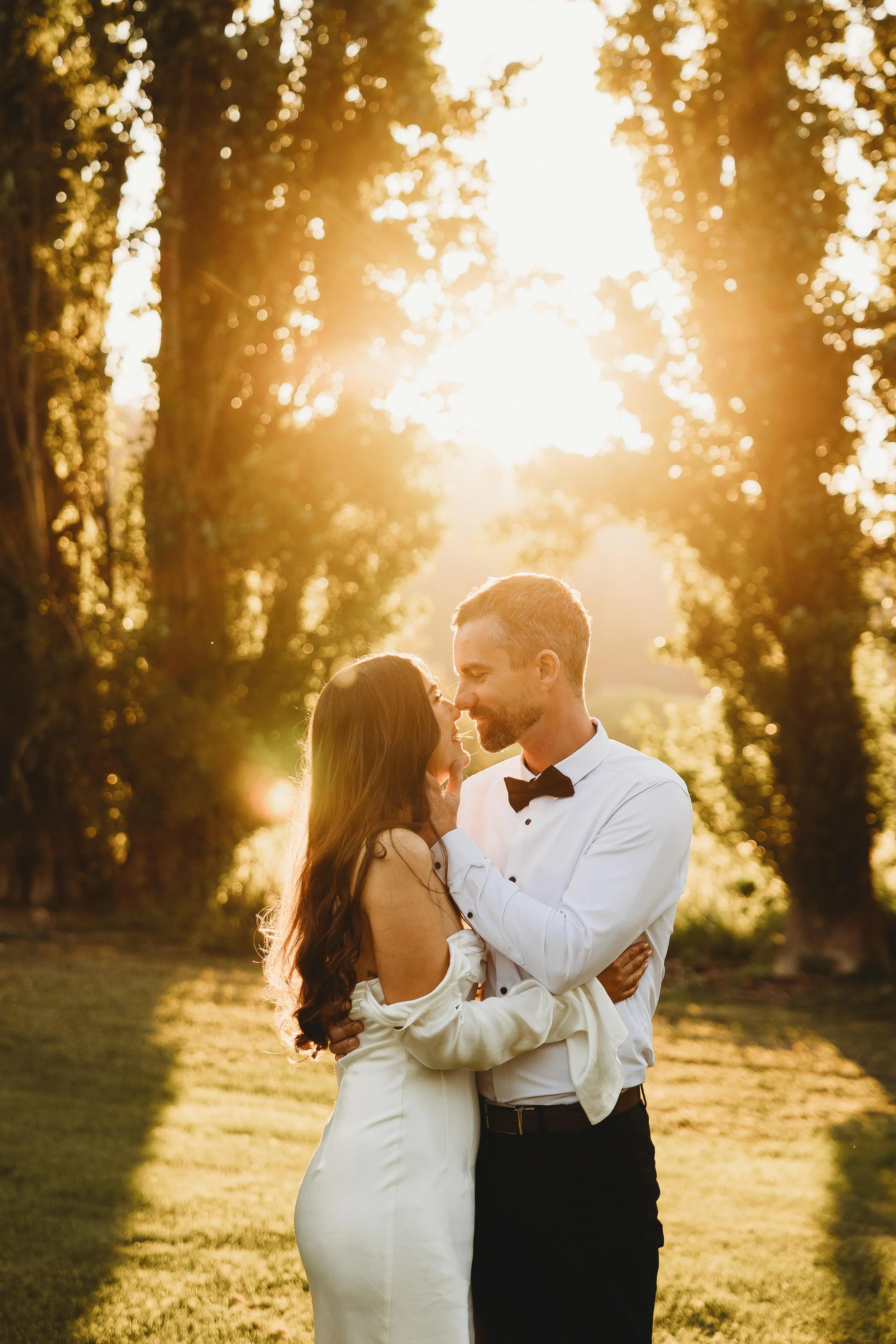 Bride and Groom embracing