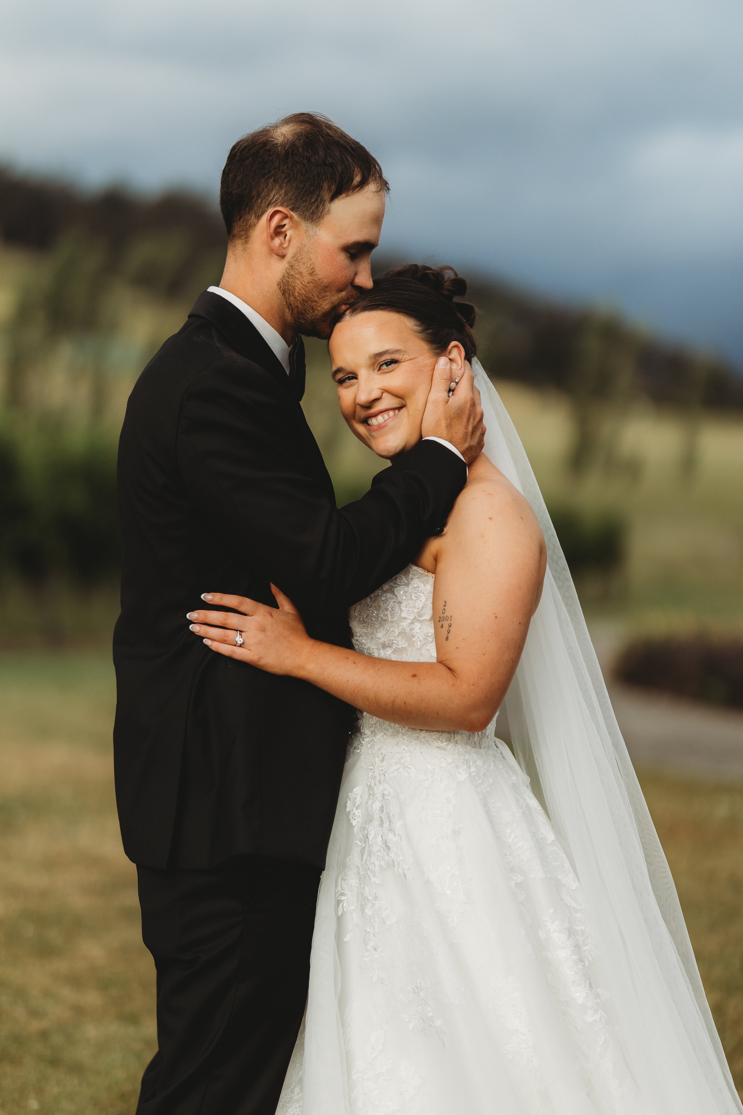 bride and groom portrait on wedding day