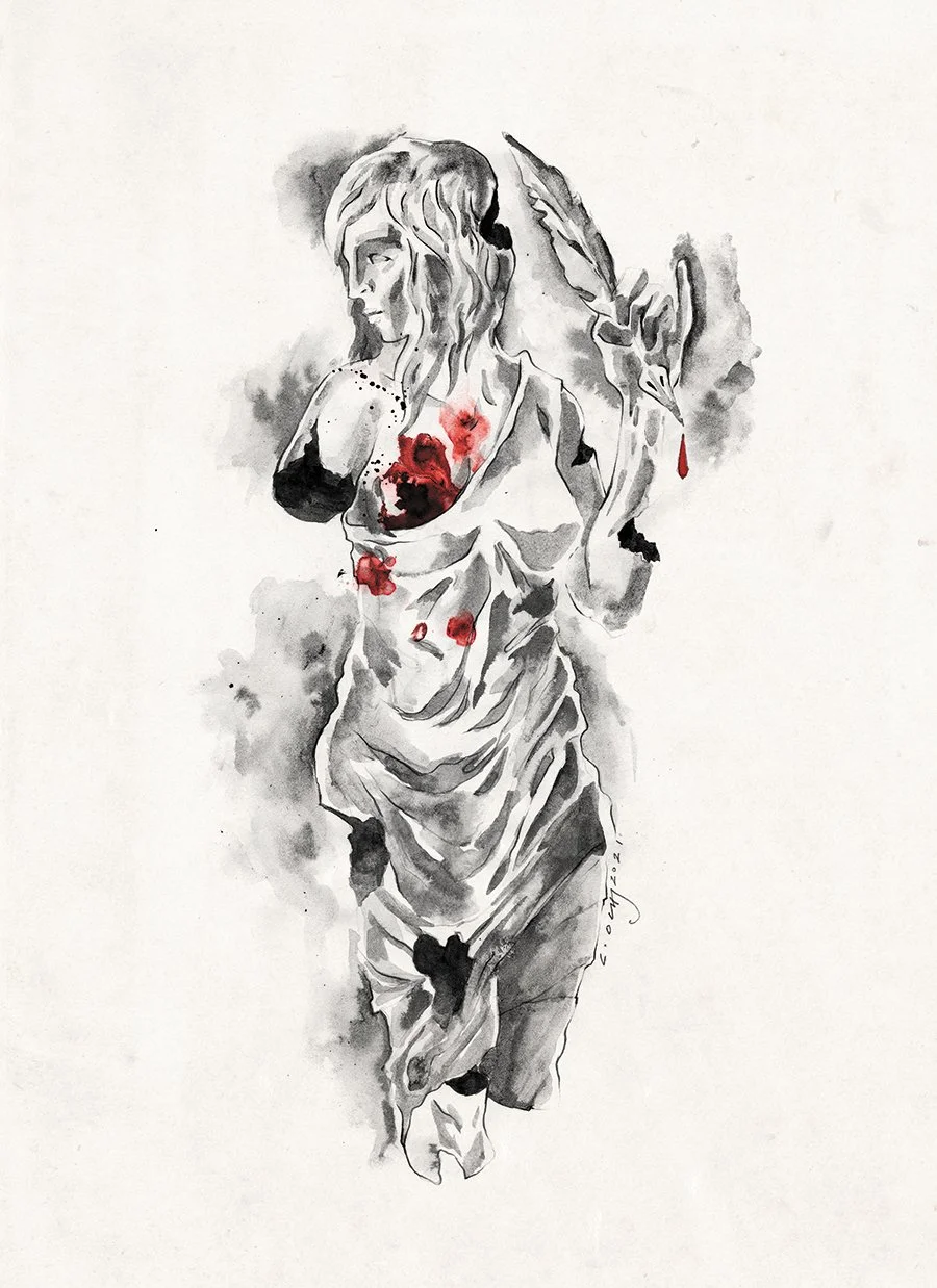 
DYING IS AN ART (Text illustration), 2021 ///Main illustration for Jessica Andreucci´s article in the first 2021 issue of "Drunter und Drüber" magazine. This issue´s topic is suicide. Jessica wrote an intriguing text about the circumstances of four 