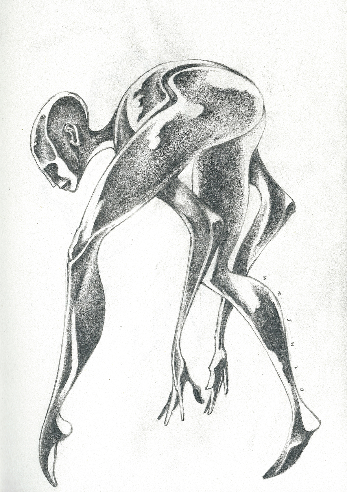 NO GROUND, 2025 /// Did this while working on a new tune of the same name and after reading more about H.R. Giger (again). I love his approach, that even in all the monstrosities (allegedly) he paints, he always has a strong focus on beauty and elega
