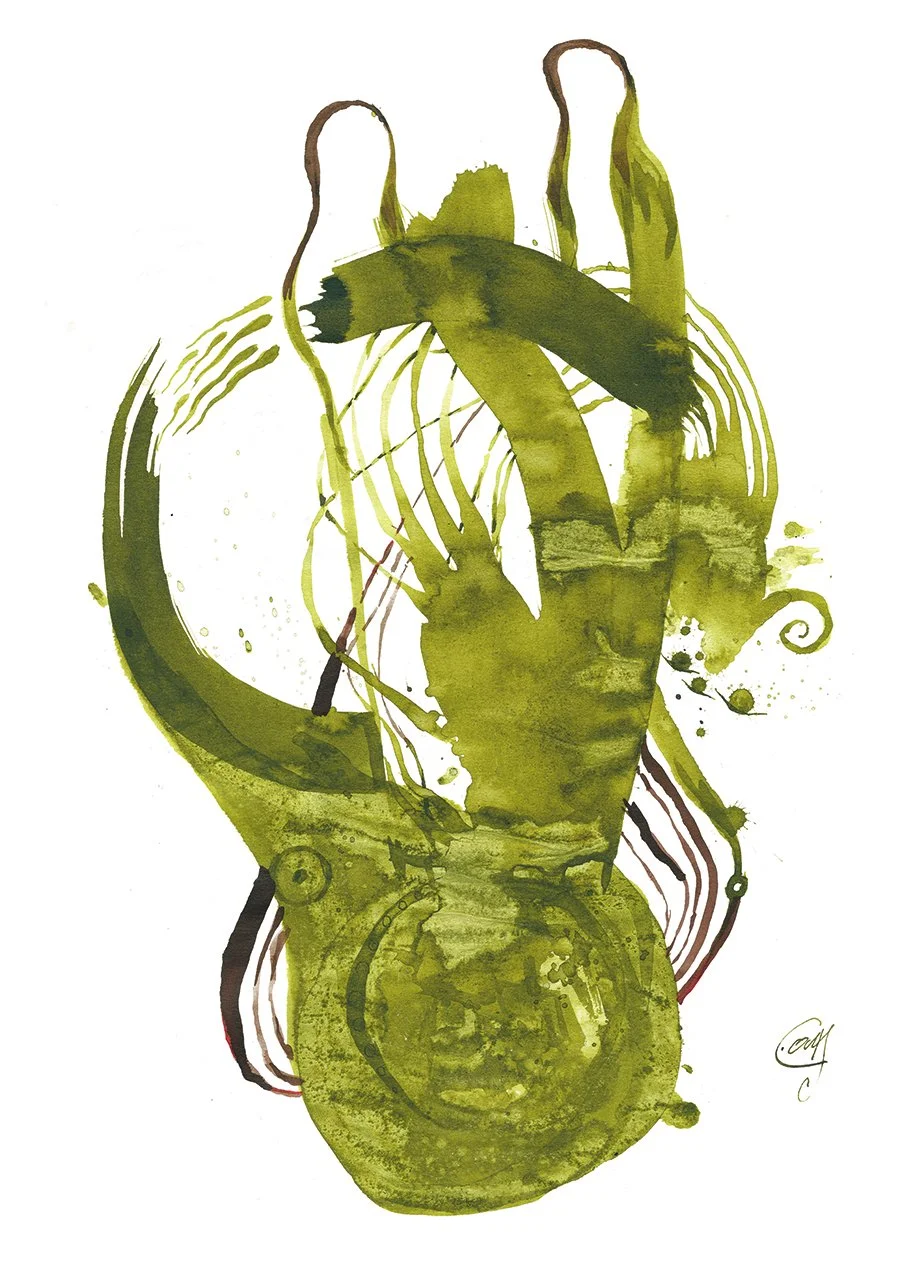 
MÄHNE, 2020 /// Free work. Morocco, 2020
(Colored ink on grained paper)
