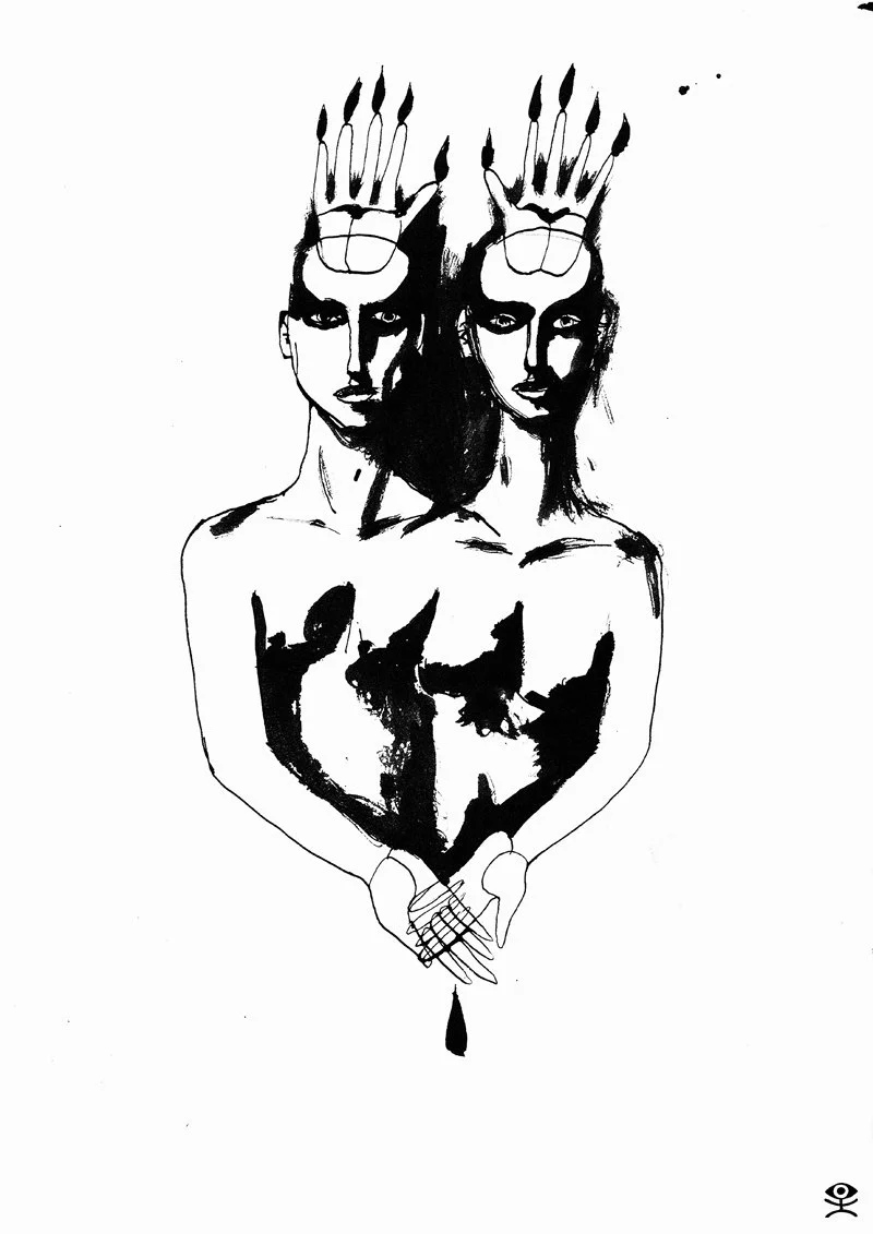
A DROP OF BLOOD TO THE OCEAN, 2010
(Black ink)
