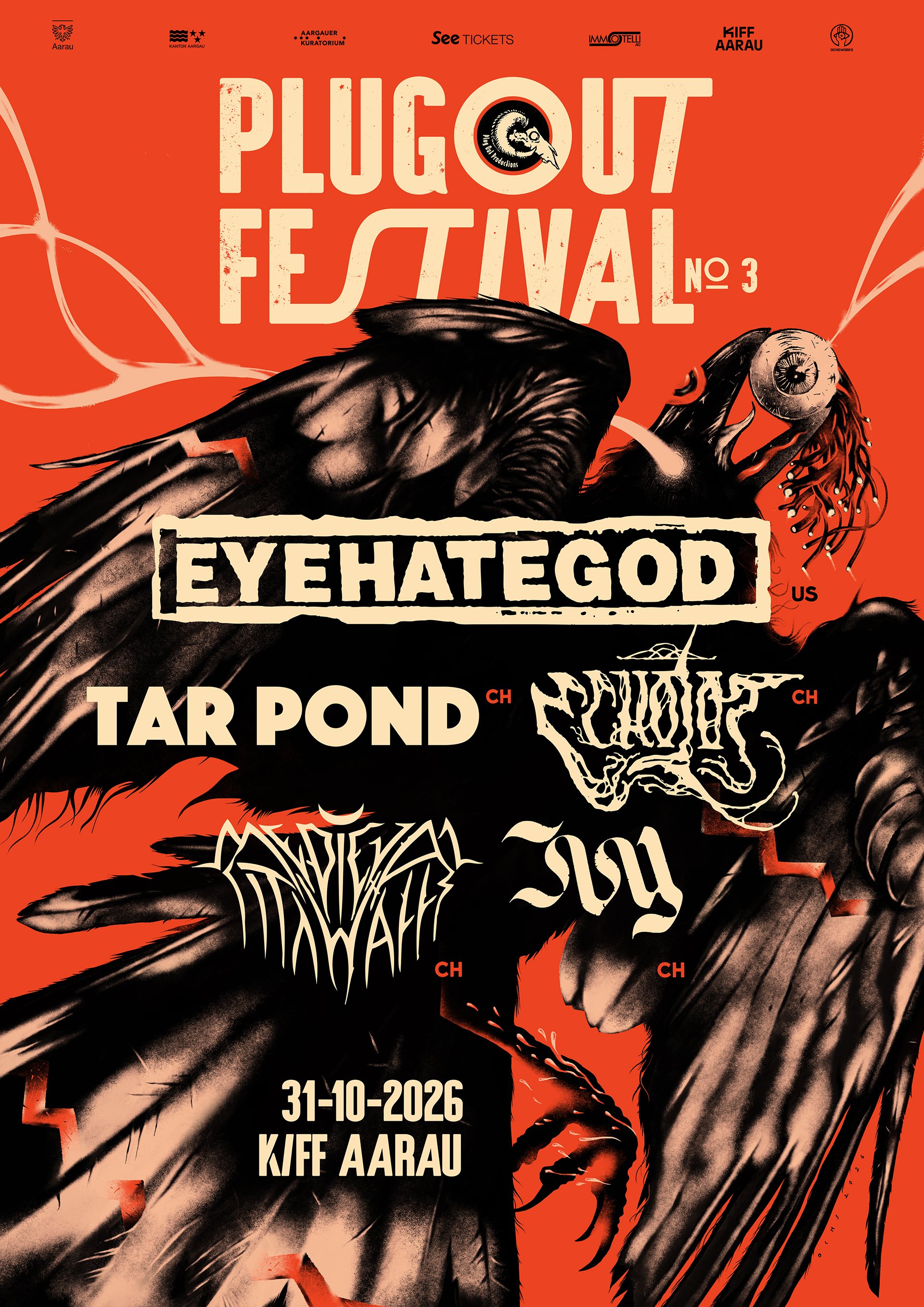 PLUG OUT FESTIVAL, 2026 /// Original design for POF No.3 at KIFF club, Switzerland. 

Great crew, gread venue. Looking forward to another edition of Olten´s very own PLUG OUT PRODUCTIONS´ original festival.