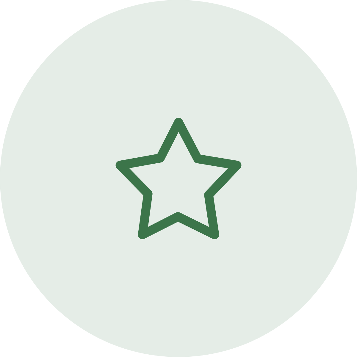 A light green circular background with a dark green outline of a star in the center.