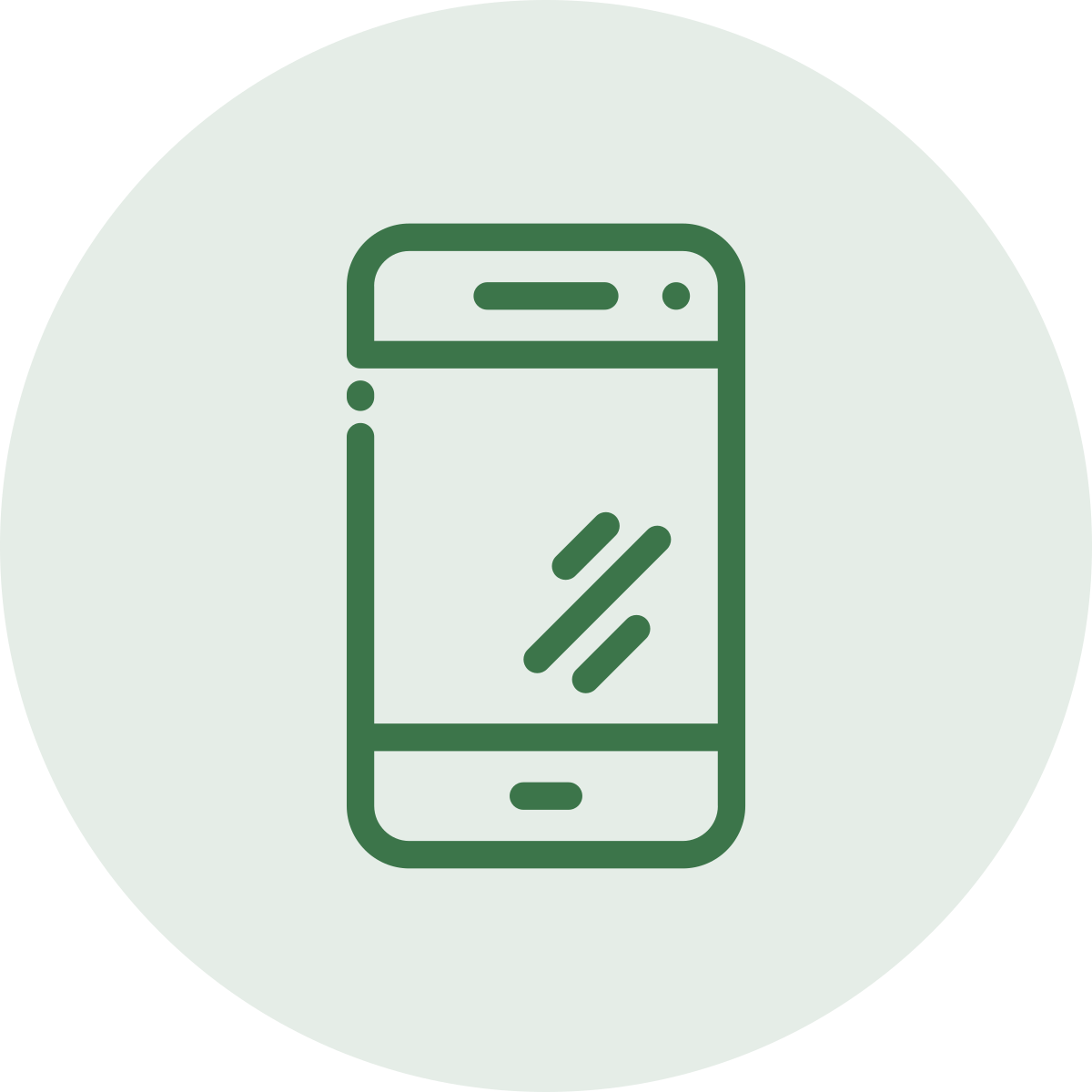 Icon of a smartphone with a reflective screen.