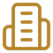 Gold folded document icon with pen representing RAK ICC’s key feature of no requirement for physical office presence in the UAE for company formation.