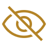 Gold crossed-out eye icon representing confidentiality and privacy in DIFC Foundation, ensuring protected disclosure of beneficial ownership and sensitive information.