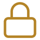 Minimalist gold lock icon on a black background representing DIFC Foundation’s no shareholders structure, highlighting a founder-led model without equity distribution.