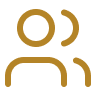 Gold-lined group of people icon representing 100% foreign ownership in UAE free zones, allowing full shareholder control across most business activities.
