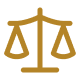 Gold scales of justice icon representing legal compliance, corporate governance, regulatory services, and ADGM's independent English common law framework.