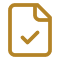 Gold verified document icon representing international arbitration, dispute resolution, legal certainty, and ADGM's independent English common law framework.