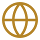 Gold globe icon symbolizing ADGM's internationally aligned regulatory framework, enabling global business growth, foreign investment, and cross-border operations.