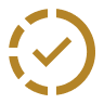 Golden progress check icon symbolizing fast business setup, simplified UAE free zone company formation, and reduced administrative procedures for entrepreneurs.