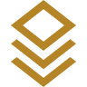 Gold-lined layered stack icon representing industry-specific ecosystems, tailored infrastructure, and specialized business support for key sectors in UAE free zones.