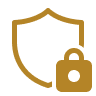 Gold-lined shield and lock icon representing strong confidentiality, secure asset protection, and enhanced legal safeguarding within RAK ICC Offshore Company framework.