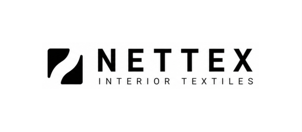 Nettlex Interior Textiles logo with black abstract symbol and text