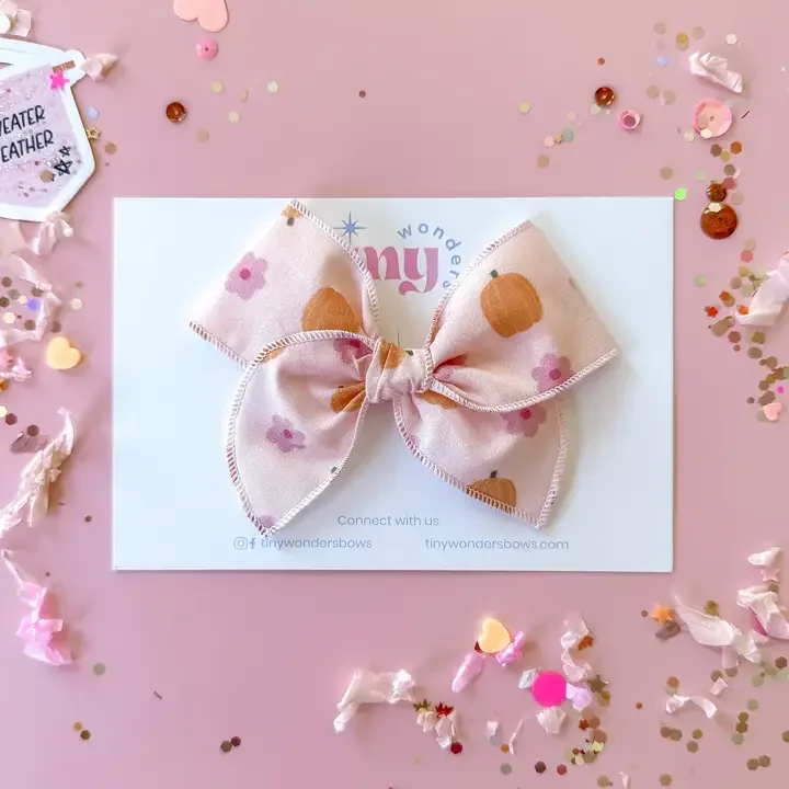 Fall Hair Bow  - Pumpkins and Flowers