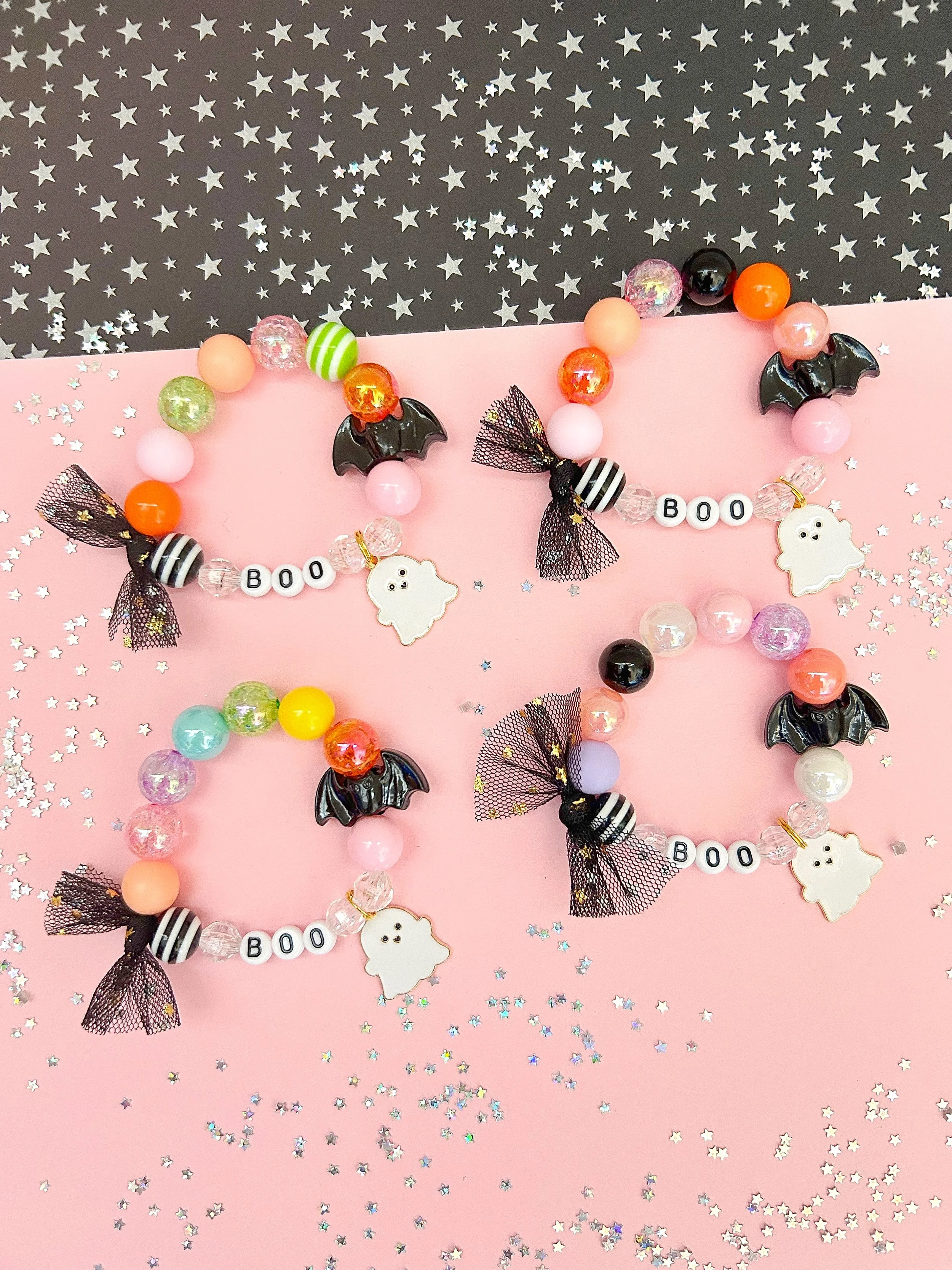 Halloween Ghost Bat BOO Charm Bracelet