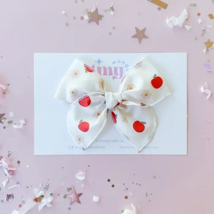 Back to School Hair Bow  - Daisies and Apples