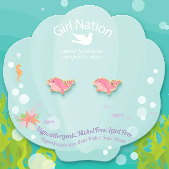 Hypoallergenic Earrings - Pink Dolphin