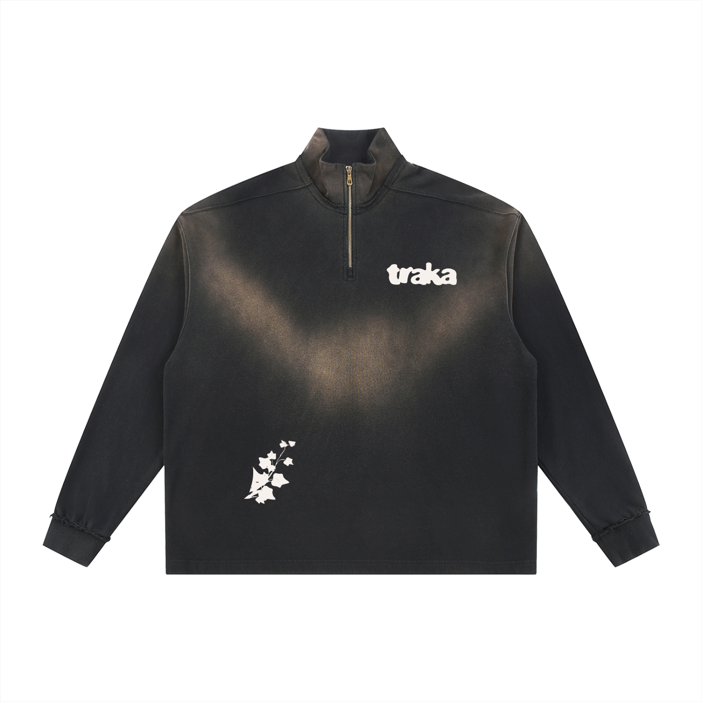 Sun Fade Raw Edge Quarter-Zip Sweatshirt