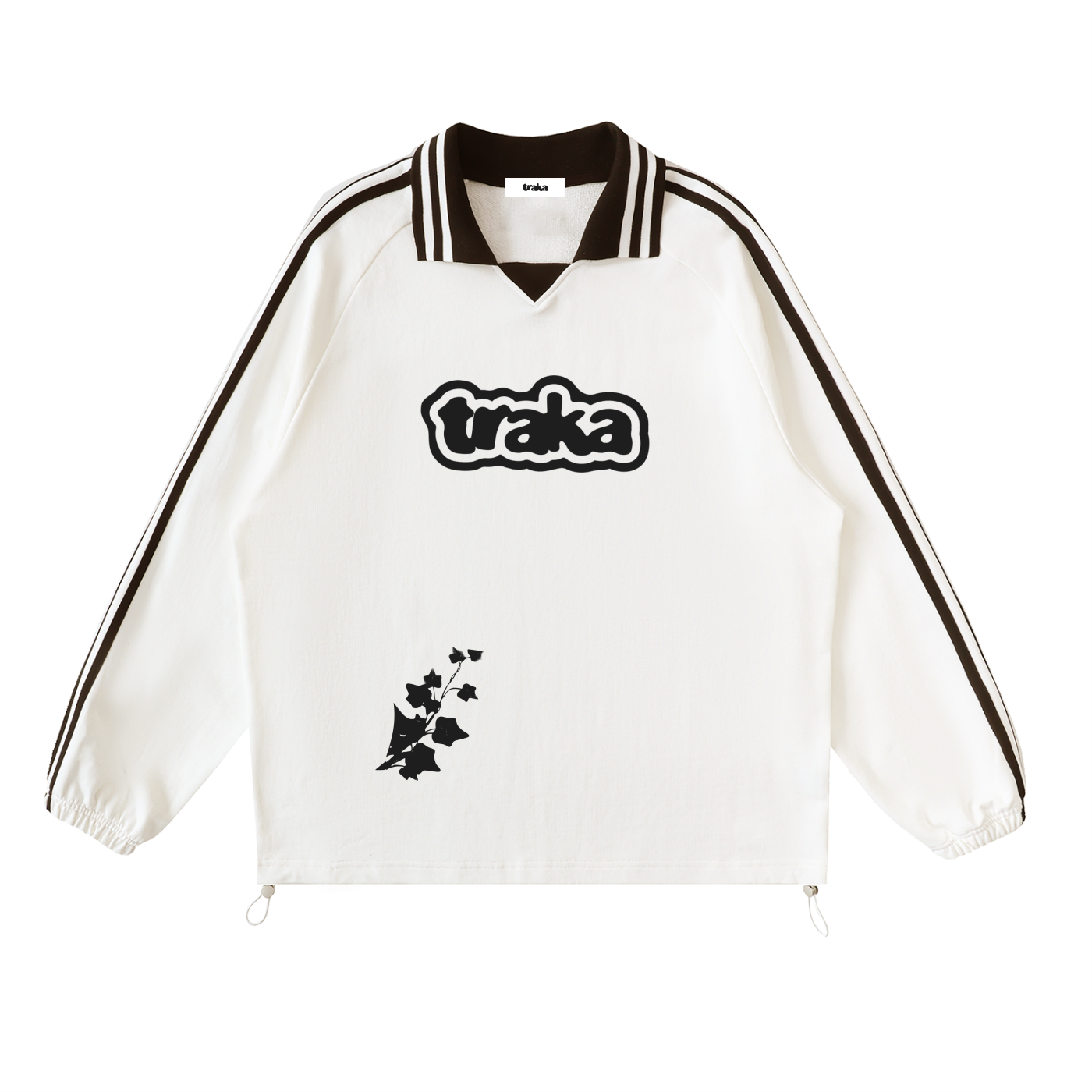 Contrast Striped Lapel Collar Sweatshirt