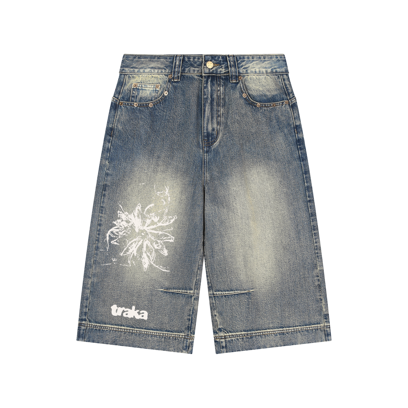 Vintage Wash Baggy Denim Shorts