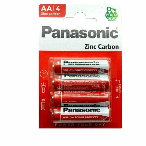 PANASONIC AA, Batteries ZINC CARBON Power Long Lasting