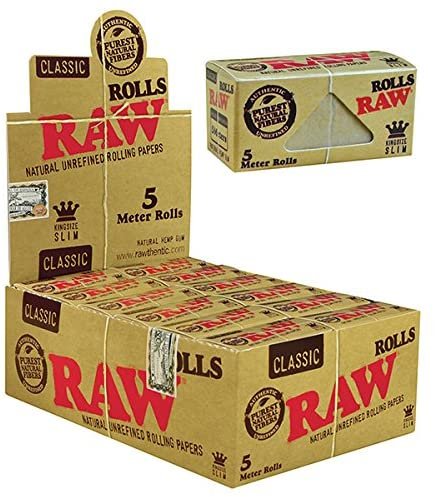 RAW Classic King Size Roll Rips Natural Fibre Unrefined 5 Meter Rolling Paper