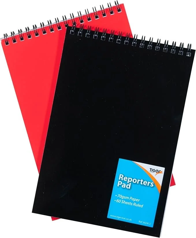 Spiral Bound Shorthand Notebook, A5 Size, Reporter Ruled, 60 Sheets, Pack of 2