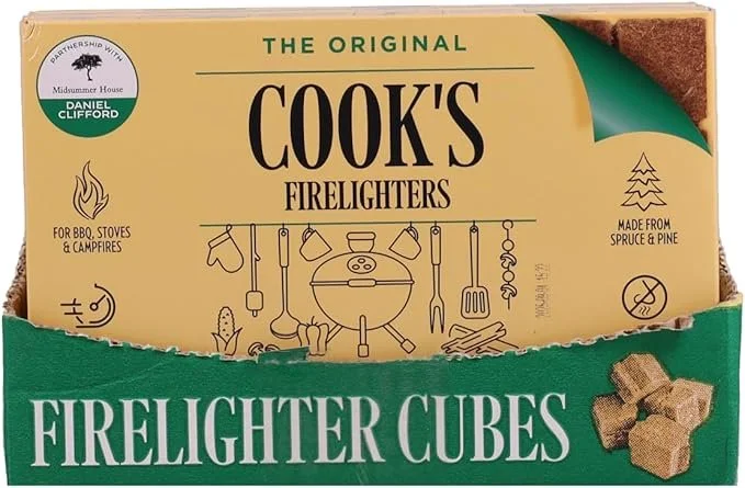 Cook's Firelighters for Stove, Wood Burner, and Log Fires, High Performance, Odourless, Cubes, 128 Count, 4 Packs of 32
