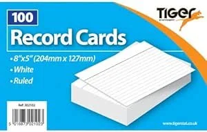 Record Cards, White, 8 x 5 Inch, 100 Count