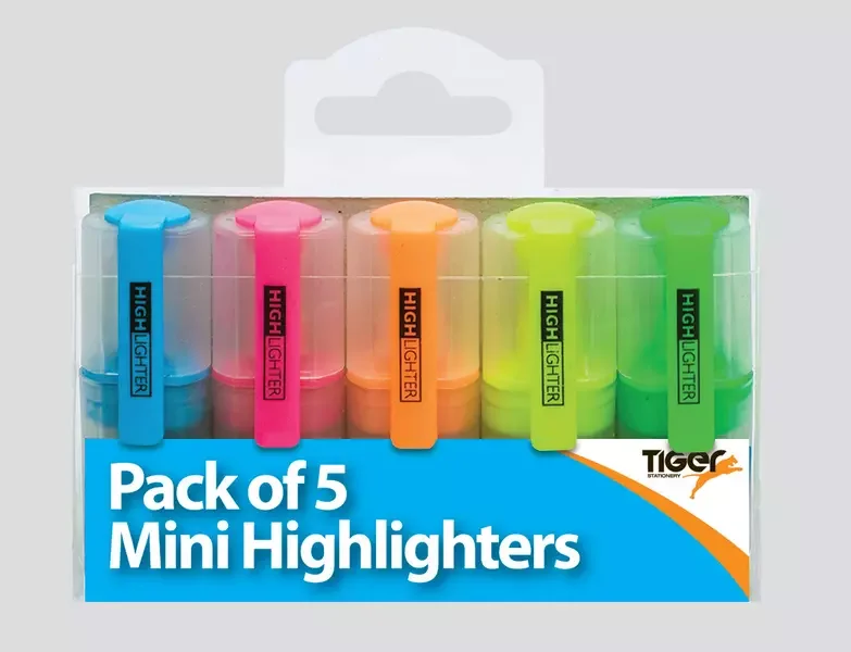 Pack of 5 Mini Highlighters 24 x Packs