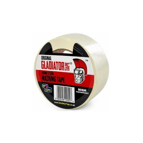 Gladiator White Painters Tape, 48mm x 50m, Paper Masking Tape, Heat Resistant, for Edge Treatment, Colour Separation and Renovations
