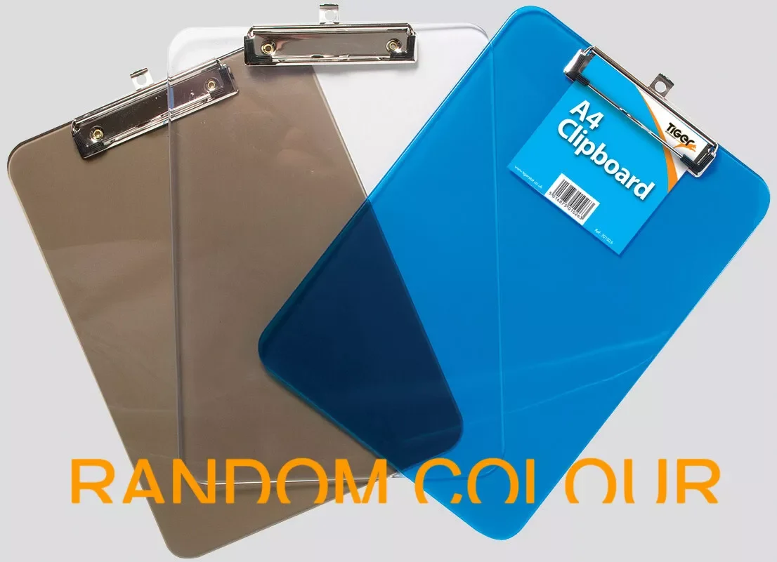 A4 Clipboard Clear/Black/Blue Pack of 12