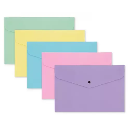 A4 Popper Wallets Plastic Document Folders Assorted Pastel X 8 Packs