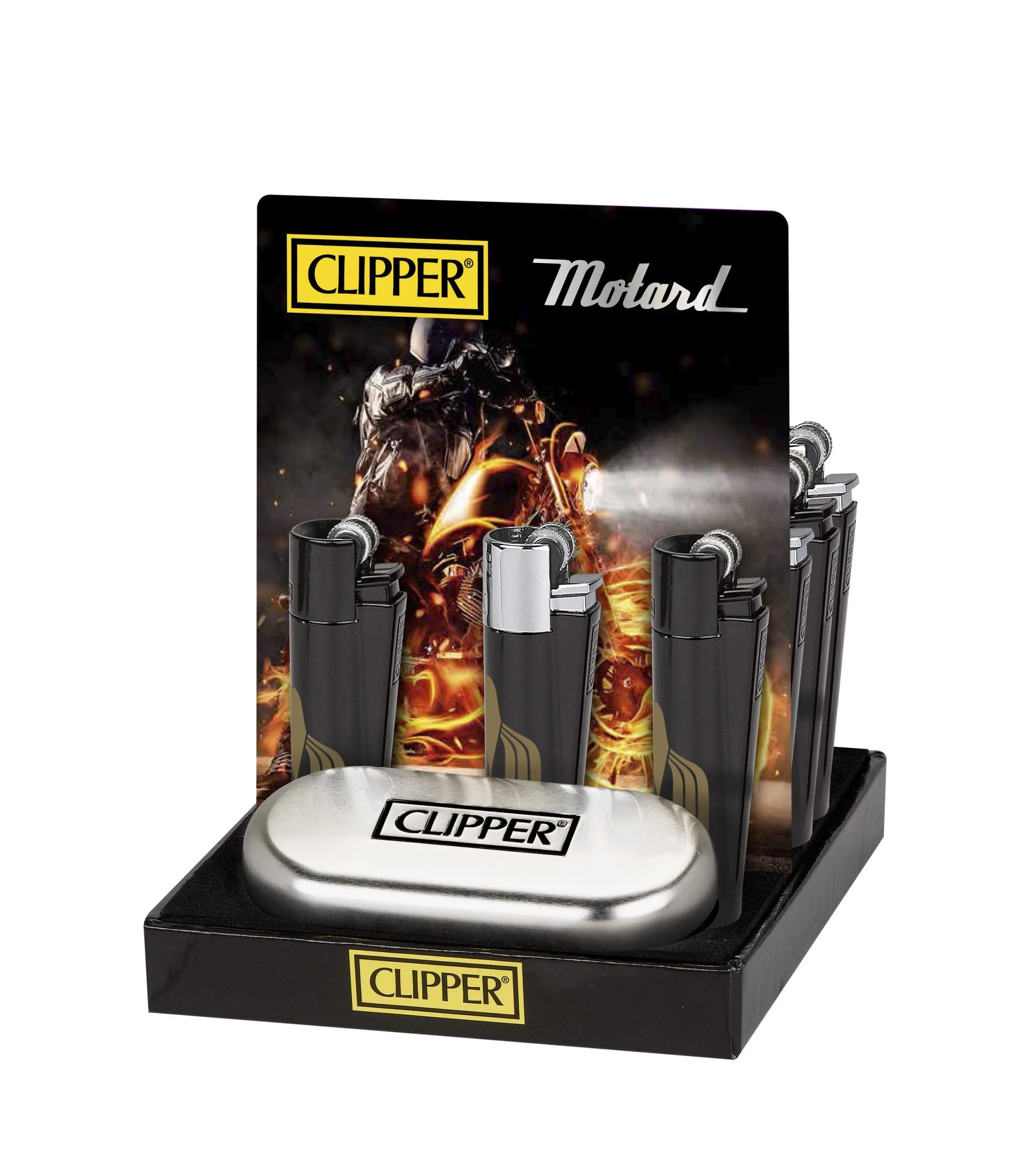 Metal Clipper lighter- Refillable Motard with tin gift box